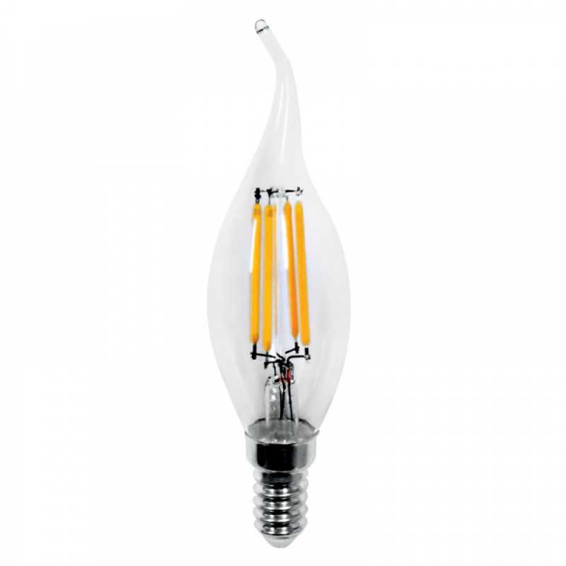 Ε14 LED Filament Clear Glass Candle Long Tip 5watt